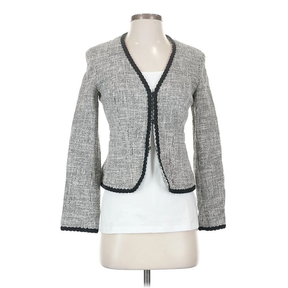 Weekend Max Mara Tweed Jacket Black White Boucle Trim Size 4